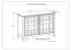 Low Storage Cabinet with Double Tempered Glass Doors and 2 Adjustable Shelves - Storage Cabinets