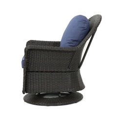 Luminous Outdoor Rattan Swivel Club Chair with Water-Resistant Cushion, Set of 2 - Outdoor Seating