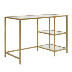 Marcello Glass Top Desk with Shelves - Desks