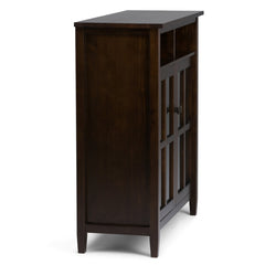 Medium Storage Cabinet with Tempered Glass and Open Top Cubbies - Cabinets