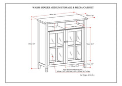 Medium Storage Cabinet with Tempered Glass and Open Top Cubbies - Cabinets
