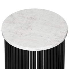 Metal Accent Table with Round Marble Top - End Tables