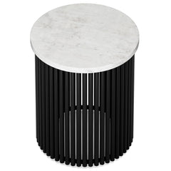 Metal Accent Table with Round Marble Top - End Tables