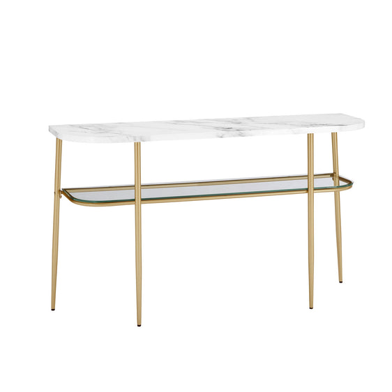 Minimal Curved Faux Marble Entry Table - Consoles