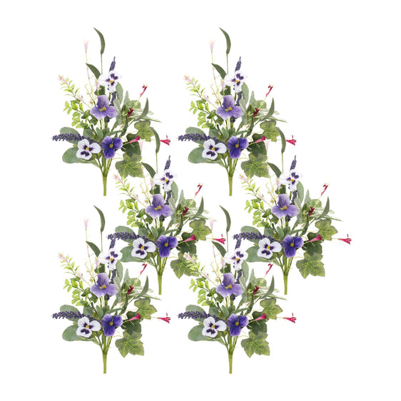 Mixed Pansy Floral Spray (Set of 6) - Faux Florals