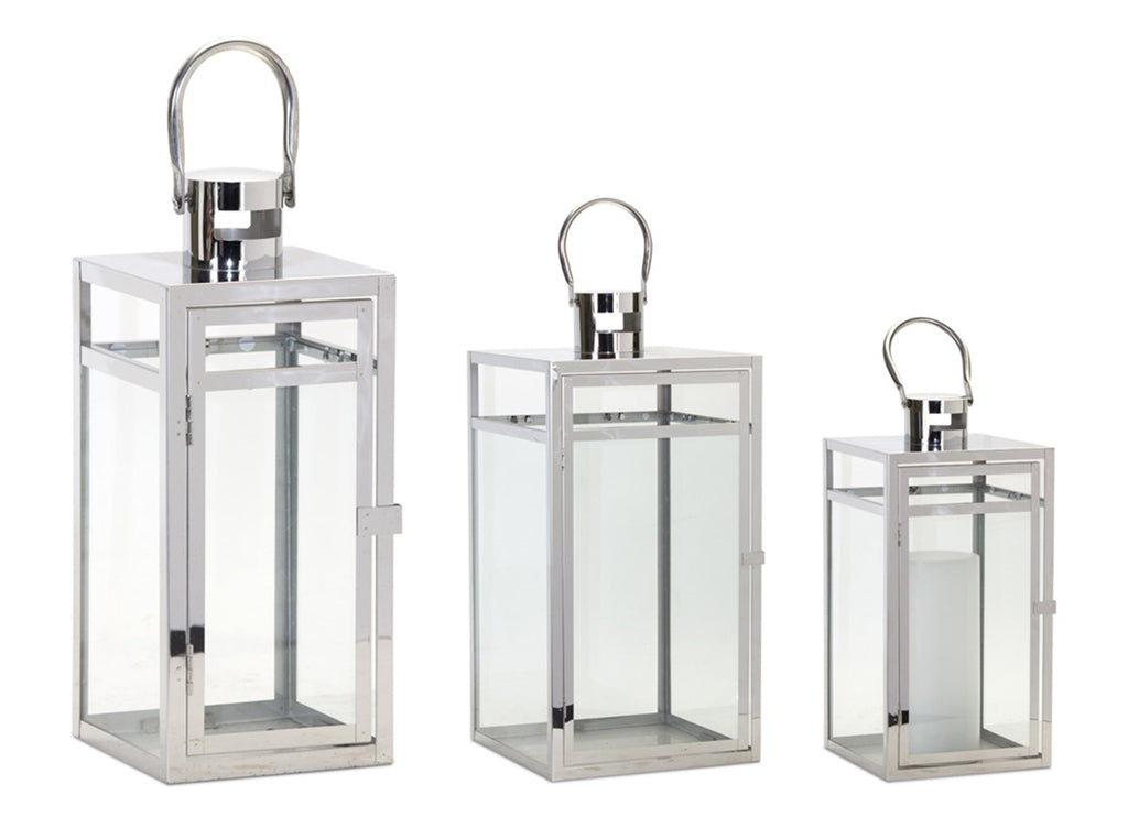 Modern-Stainless-Steel-Lantern,-Set-of-3-Lanterns