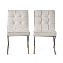 Momentum Dining Chair with X-shaped Legs and Button-tufted Seat, Set of 2 - Dining Chairs