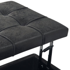 Multi-functional Large Square Ottoman with Faux Leather Upholstered and Stitching Tufted Top - Ottomans