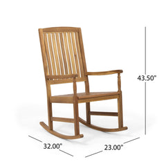 Muse Outdoor Acacia Rocking Chair with Slat Design - Outdoor Seating