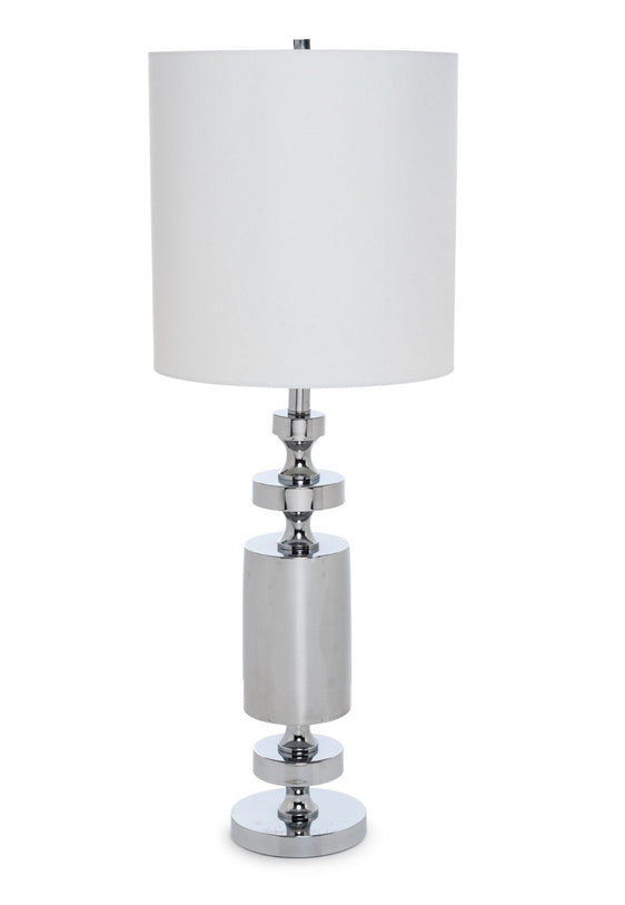 Nicole 36" Chrome Metal Table lamp, (Set of 2) - Table Lamps