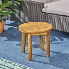 Outdoor Acacia Wood Side Table with Weather Resistance - Side Tables