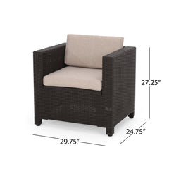 Outdoor Club Chair with Rattan Wicker and Tuxedo Arm - Outdoor Seating