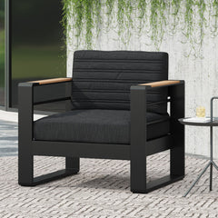 Outdoor Club Chair with Square Arm and Water Resistance Cushion - Outdoor Seating