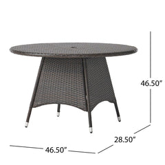 Outdoor Dining Table with Powder Coated Iron Frame and Round Top - Outdoor Tables