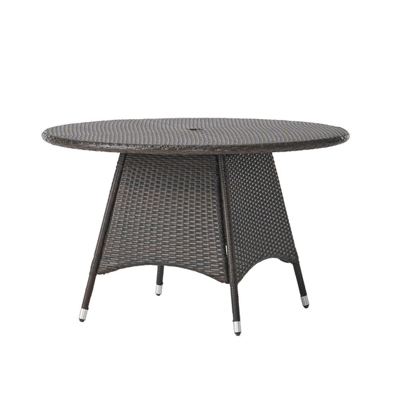 Outdoor Dining Table with Powder Coated Iron Frame and Round Top - Outdoor Tables