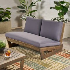 Outdoor Loveseat with Slat Paneling and Water Resistance Cushion - Outdoor Sofa