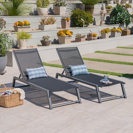 Outdoor Mesh-backed Chaise Lounge, Set of 2 - Chaise Lounge