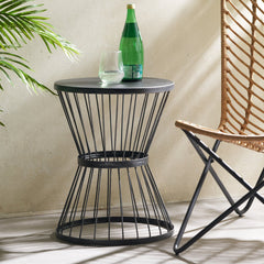 Outdoor Metal Side Table with Hourglass Shape - Outdoor