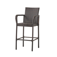 Outdoor PE Rattan Wicker Bar Chair with Metal Frame - Bar Stool