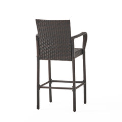 Outdoor PE Rattan Wicker Bar Chair with Metal Frame - Bar Stool