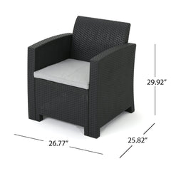 Outdoor PE Rattan Wicker Club Chair with Water Resistance - Outdoor Patio Chair