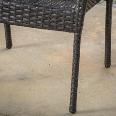 Outdoor PE Wicker Stacking Chair with Curved Arm - Outdoor Seating