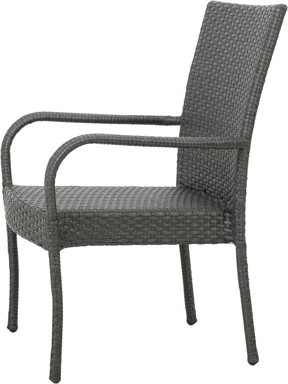 Outdoor PE Wicker Stacking Chair with Curved Arm - Outdoor Seating