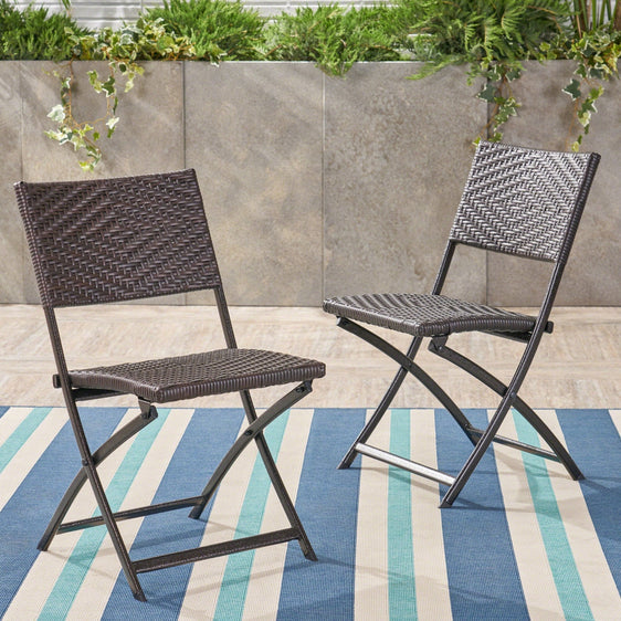 Outdoor Rattan Folding Chair, Set of 2 - Outdoor Patio Chair