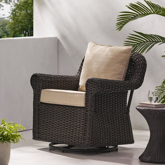 Outdoor-Rattan-Swivel-Chair-with-Rolled-Arm-and-Water-Resistant-Cushions-Outdoor-Seating
