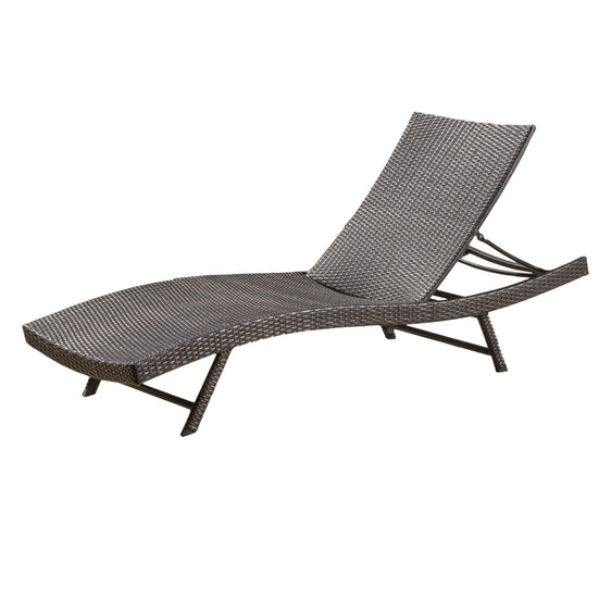Outdoor Rattan Wicker Chaise Lounge with Adjustable Seat - Chaise Lounge