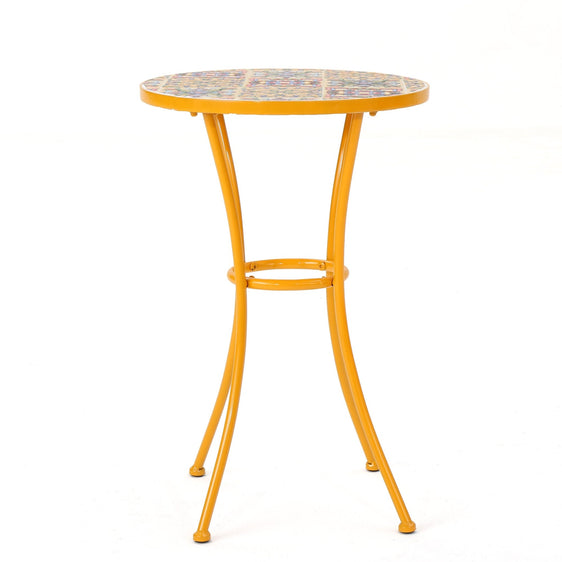 Outdoor Side Table with Tile Mosaic Table Top and Metal Legs - Side Tables