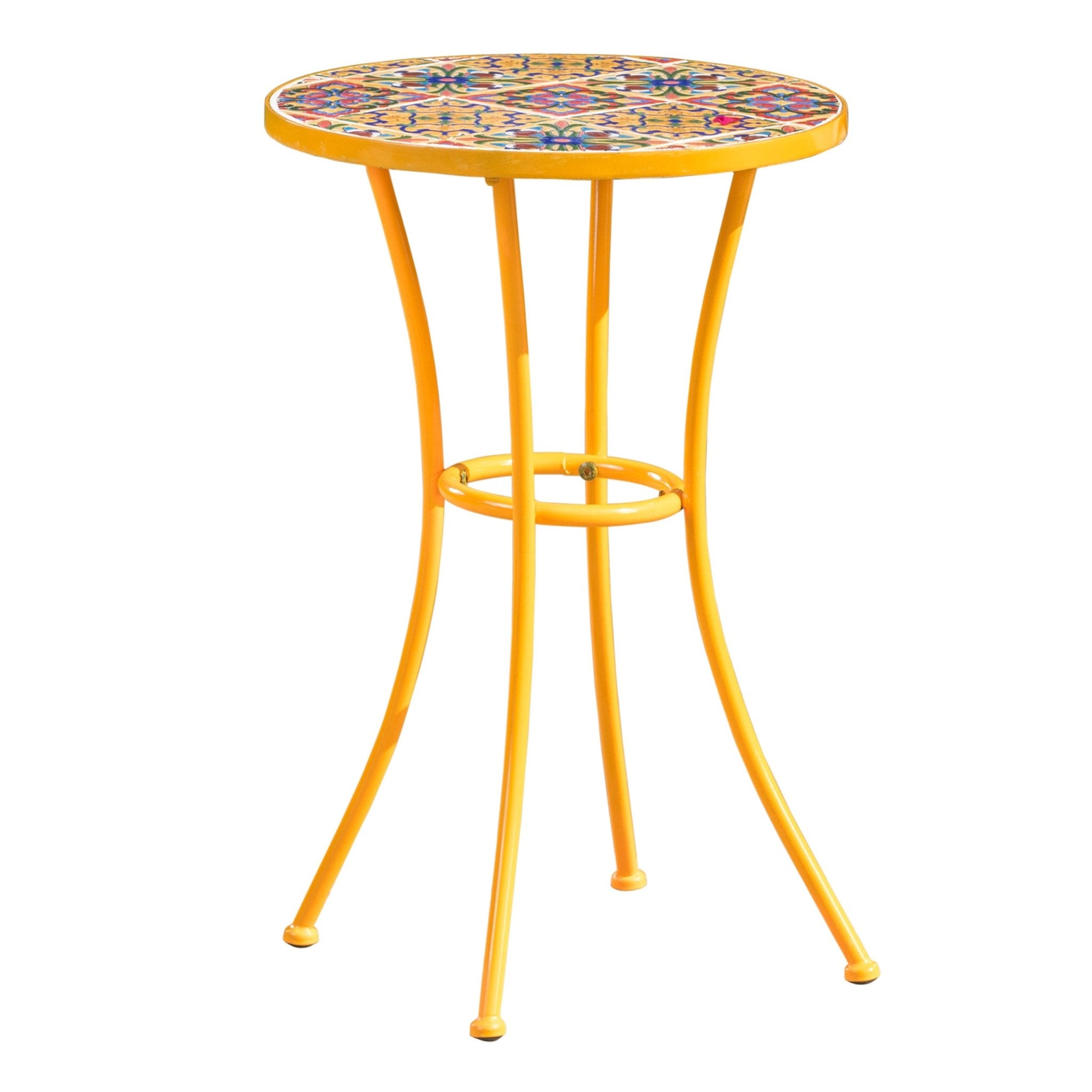 Outdoor Side Table with Tile Mosaic Table Top and Metal Legs Pier 1