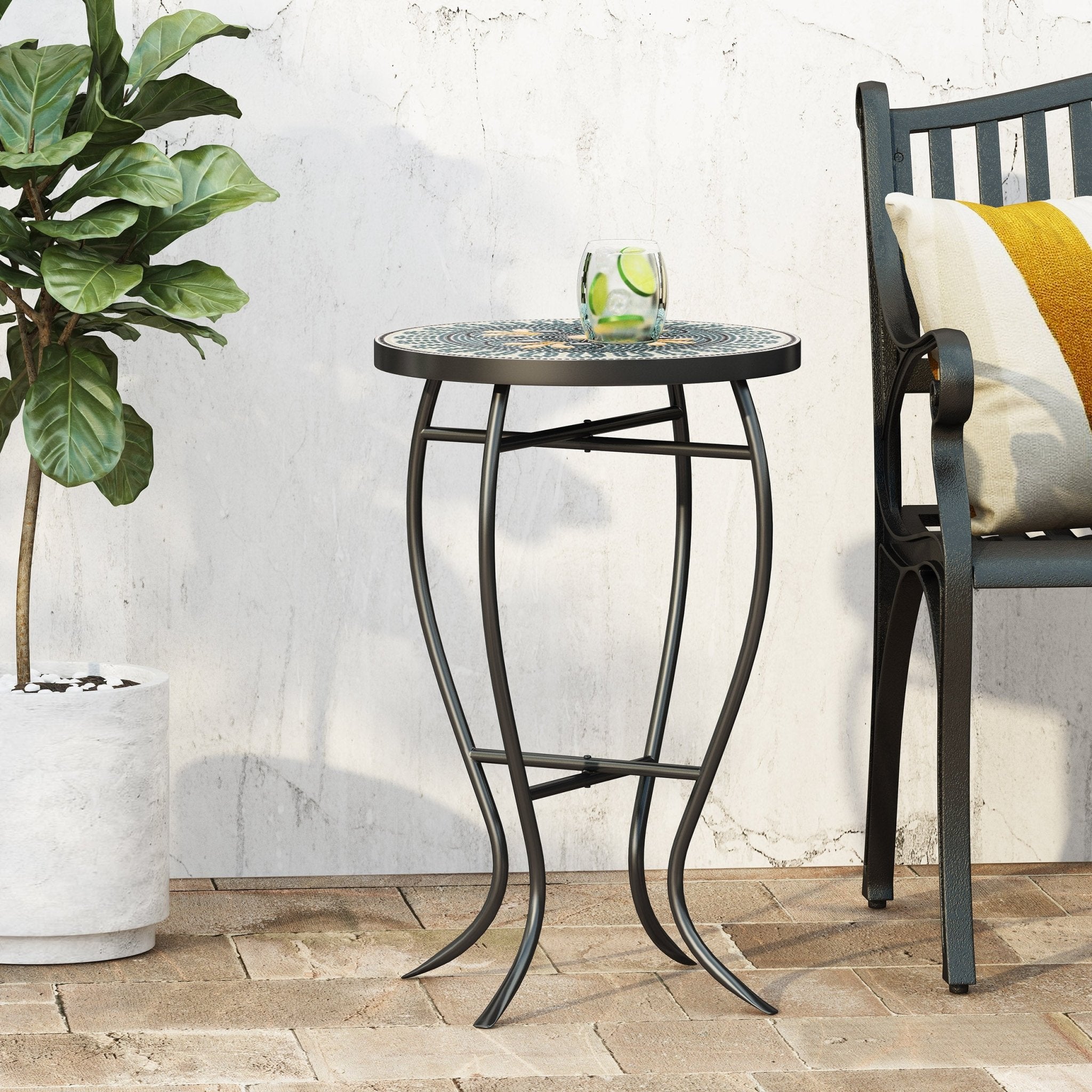 Outdoor Side Table with Tile Mosaic Table Top Pier 1