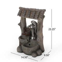 Outdoor Weather Resistant Floor Fountain with Well Design and Three Tiers - Water Feature