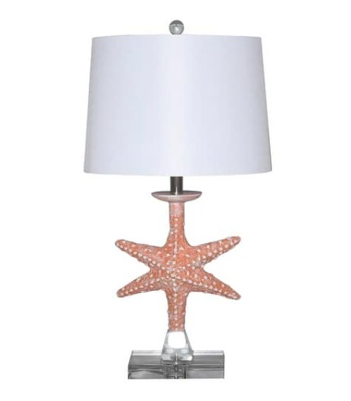 Patrick 28" Orange Starfish/Crystal Base, (Set of 2) - Table Lamps