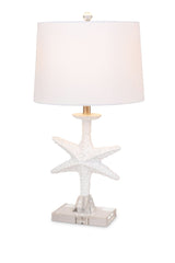 Patrick 28" White Starfish / Crystal Base, (Set of 2) - Table Lamps