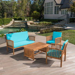 Prism 4-Piece Outdoor Patio Sofa Set with Coffee Table, 2 Chairs and Loveseat - Outdoor Seating