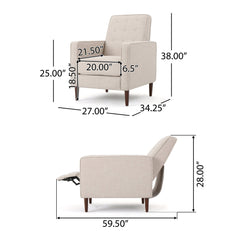 Quest Fabric Recliner with Button Tufted Back and Square Arm - Accent Chairs