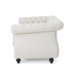 Quixotic Chesterfield Tufted Loveseat with Scroll Arms and Turned Legs - Sofas