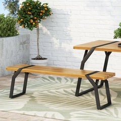 Revolve Outdoor Bench with Acacia Wood Top - Benches