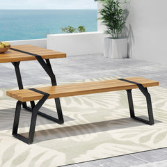 Revolve Outdoor Bench with Acacia Wood Top - Benches