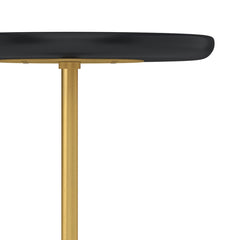 Round Side Table with Single Gold Metal Leg - Side Tables