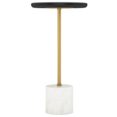 Round Side Table with Single Gold Metal Leg - Side Tables