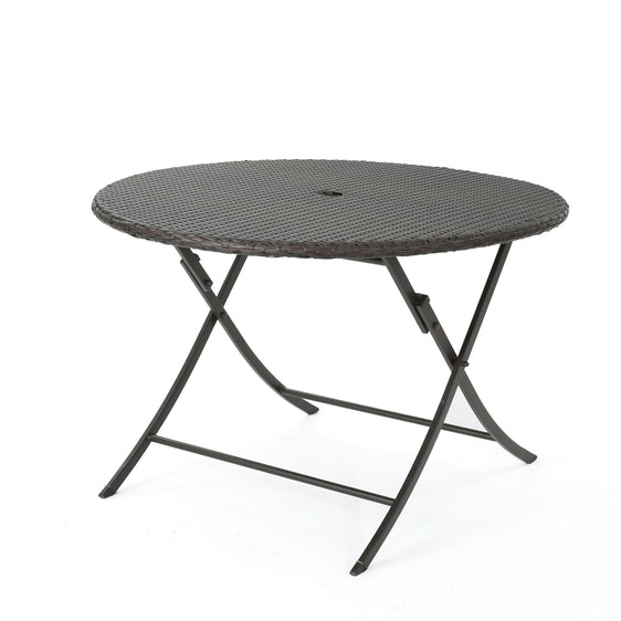 Saffron Outdoor Folding Table with Rattan Cover Top - Outdoor Tables