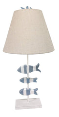 School of Fish 28” Resin 3-Fish Table Lamp, Blue and White, (Set of 2) - Lighting
