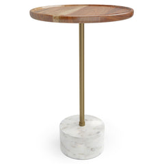 Side Table with Acacia Wood Top and Marble Base - Side Tables