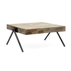 Sleek Metal and Wood Coffee Table with V-Shaped Legs - Coffee Tables