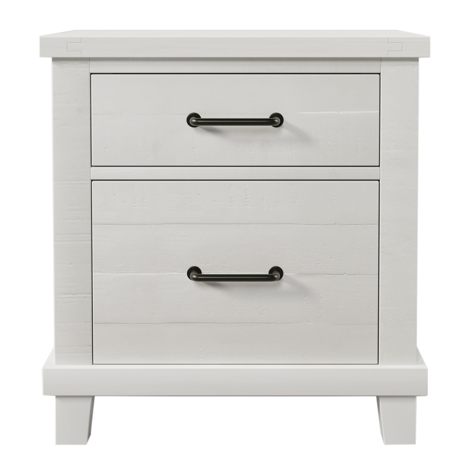 Solid Pine Wood Two-Drawer Nightstand - Nightstands