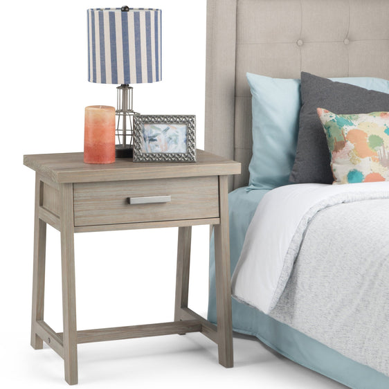 Solid Wood Nightstands with 1 Drawer and Sawhorse Supports - Nightstands