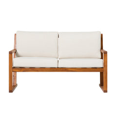 Solid Wood Slat-Back Patio Loveseat - Outdoor Seating